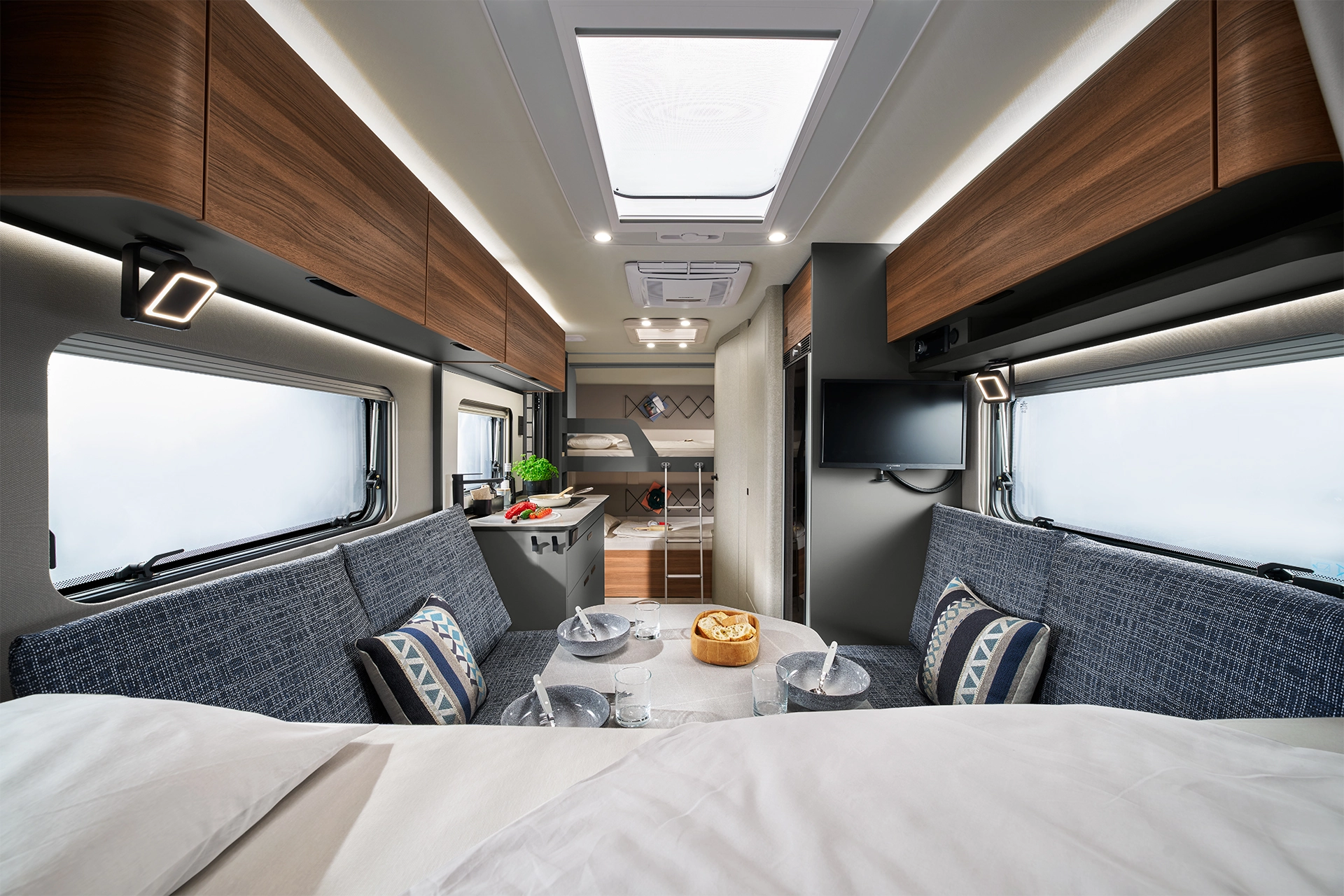 The ERIBA Novaline can easily accommodate four full-size beds without any conversion.