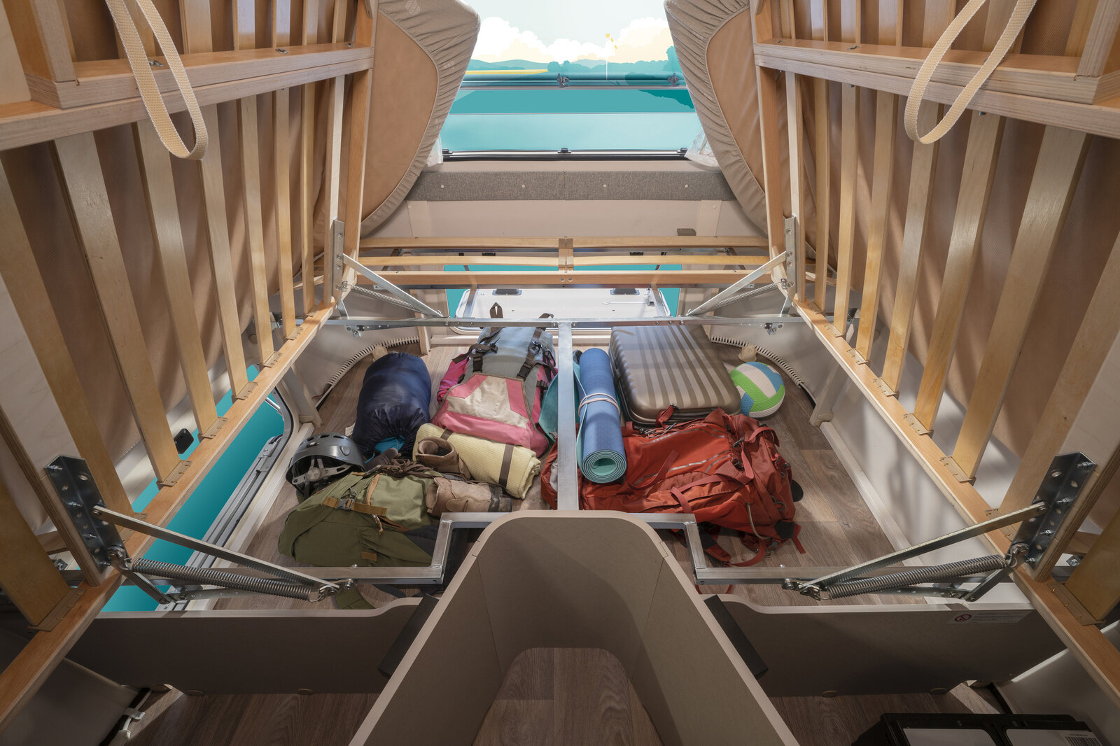 Thanks to excellent accessibility, you can make full use of every centimeter of storage space under the beds.