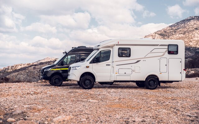 Hymer ML T 4x4, ein geländetauglicher Wohnmobil, in den Bergen 