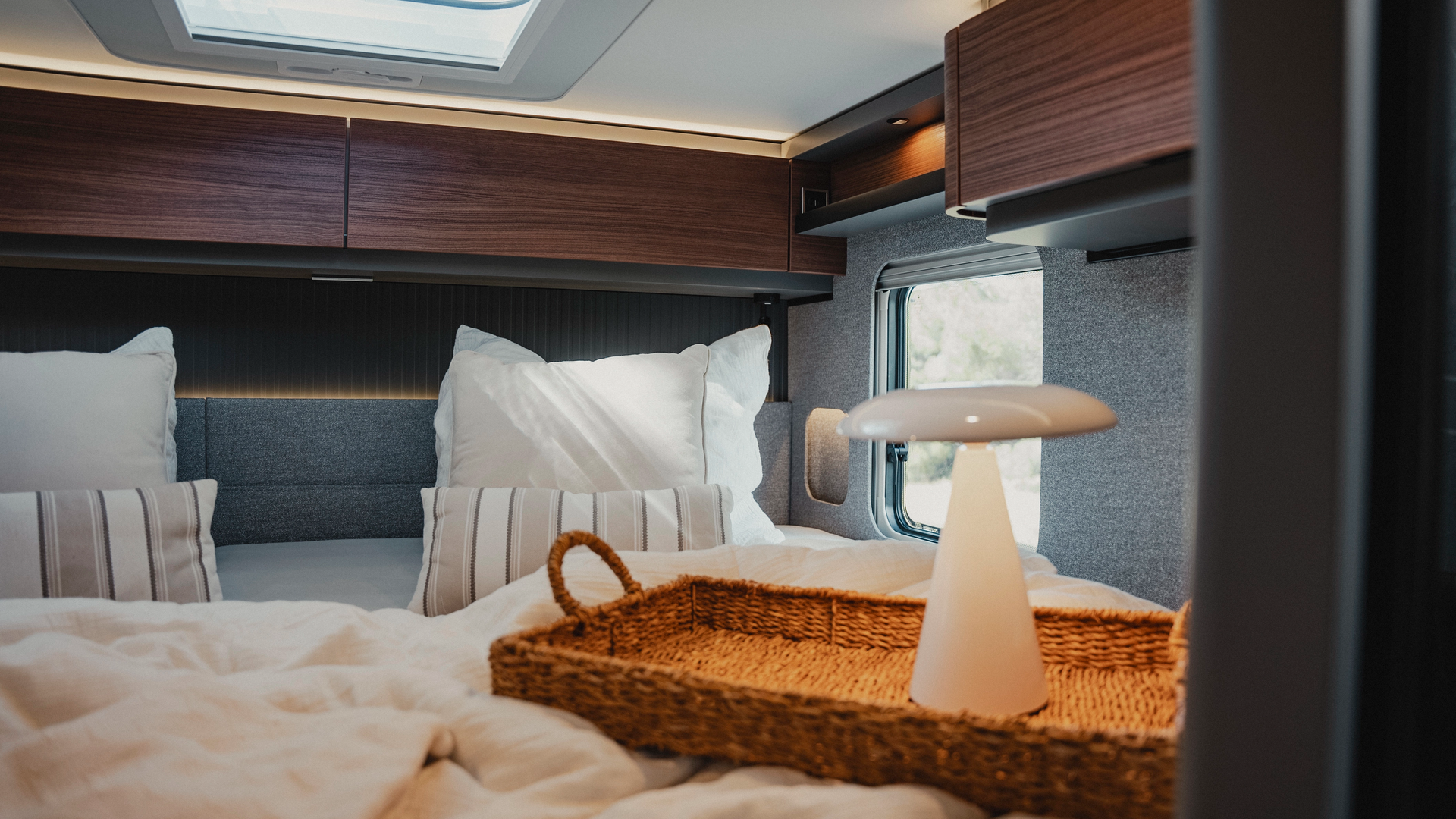 Maximum sleeping comfort and clever storage, showcased with Rochefort walnut furniture decor.